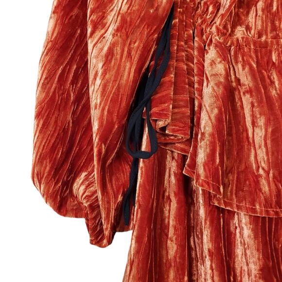 TOPSHOP Womens 6 Balloon Sleeve Velvet Minidress in Orange NEW Fits like 2-4 - Picture 11 of 15